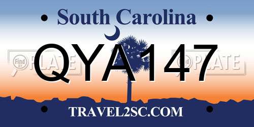 QYA147 South Carolina License Plate