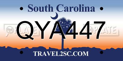 QYA447 South Carolina License Plate
