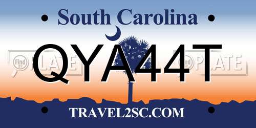 QYA44T South Carolina License Plate
