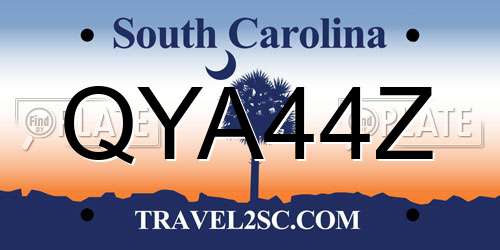 QYA44Z South Carolina License Plate