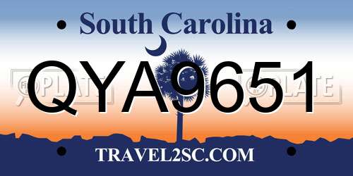 QYA9651 South Carolina License Plate