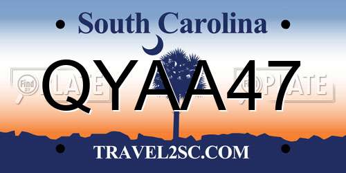 QYAA47 South Carolina License Plate