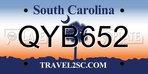 QYB652 South Carolina License Plate