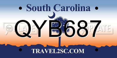 QYB687 South Carolina License Plate