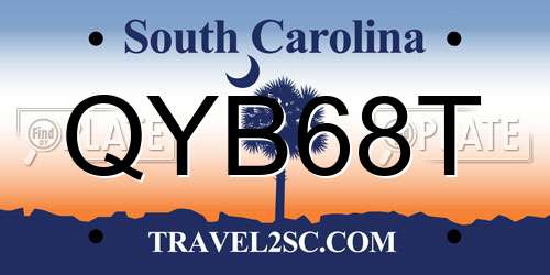QYB68T South Carolina License Plate