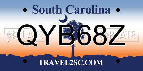 QYB68Z South Carolina License Plate