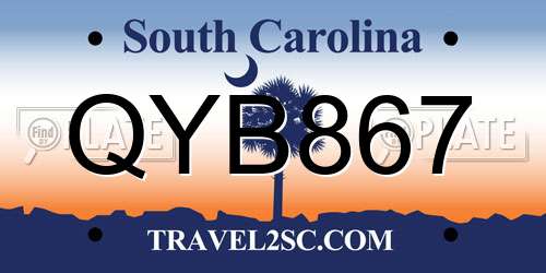 QYB867 South Carolina License Plate