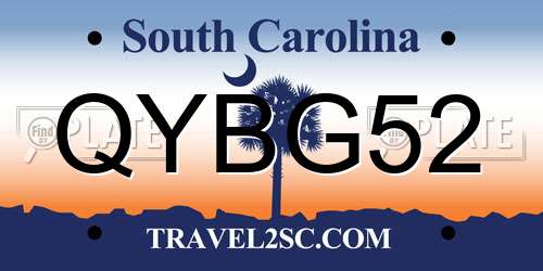 QYBG52 South Carolina License Plate
