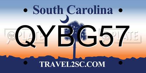 QYBG57 South Carolina License Plate
