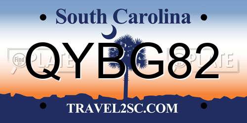 QYBG82 South Carolina License Plate