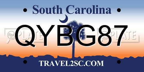 QYBG87 South Carolina License Plate