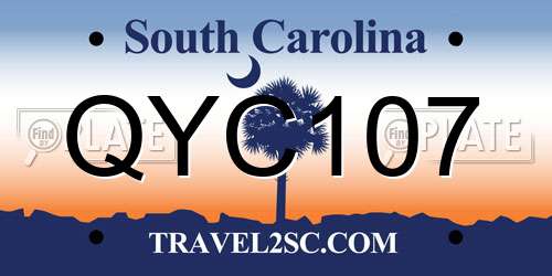 QYC107 South Carolina License Plate
