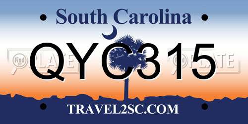 QYC315 South Carolina License Plate
