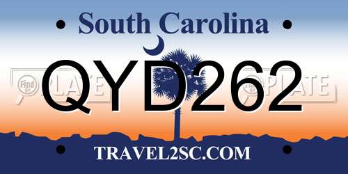 QYD262 South Carolina License Plate
