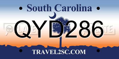 QYD286 South Carolina License Plate