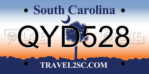 QYD528 South Carolina License Plate