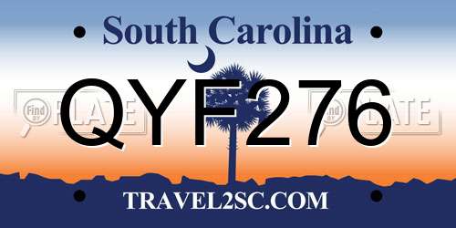 QYF276 South Carolina License Plate