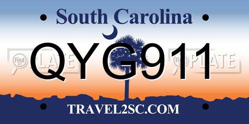 QYG911 South Carolina License Plate