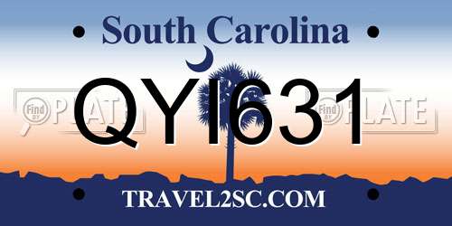 QYI631 South Carolina License Plate