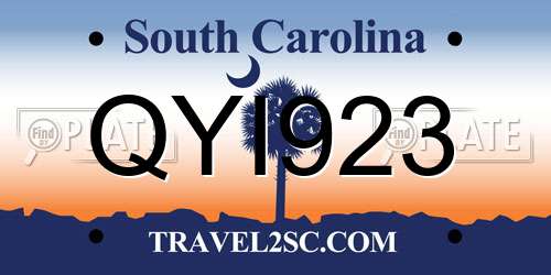 QYI923 South Carolina License Plate
