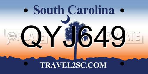QYJ649 South Carolina License Plate
