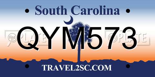 QYM573 South Carolina License Plate