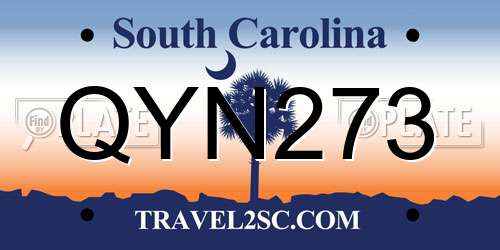 QYN273 South Carolina License Plate