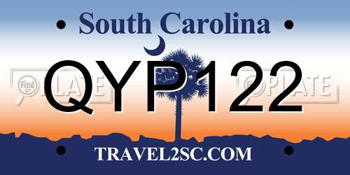 QYP122 South Carolina License Plate
