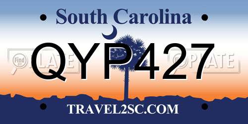 QYP427 South Carolina License Plate