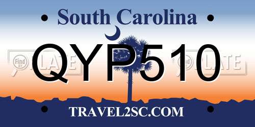 QYP510 South Carolina License Plate