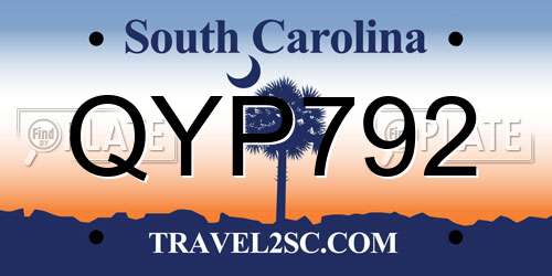 QYP792 South Carolina License Plate