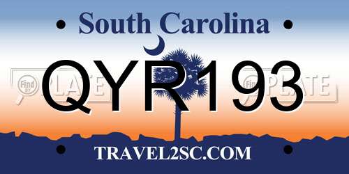QYR193 South Carolina License Plate