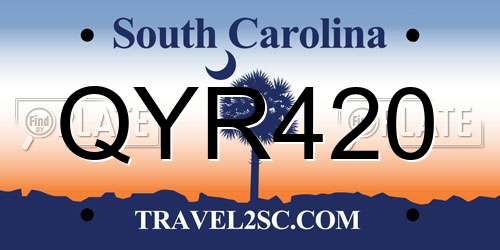 QYR420 South Carolina License Plate