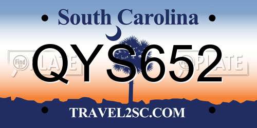 QYS652 South Carolina License Plate