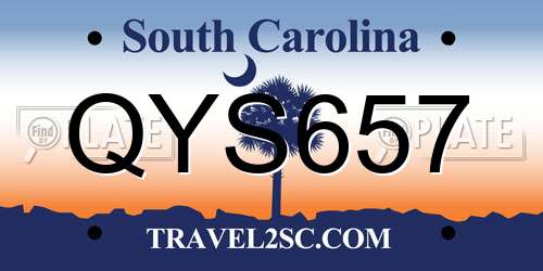 QYS657 South Carolina License Plate