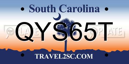 QYS65T South Carolina License Plate