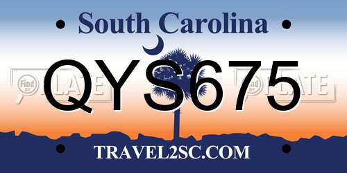 QYS675 South Carolina License Plate