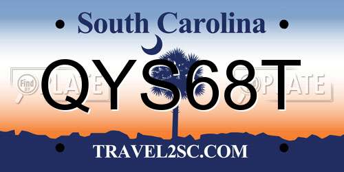 QYS68T South Carolina License Plate