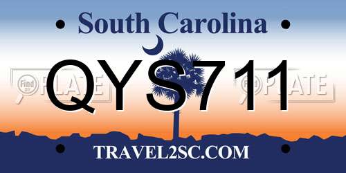 QYS711 South Carolina License Plate