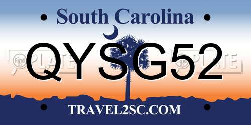 QYSG52 South Carolina License Plate