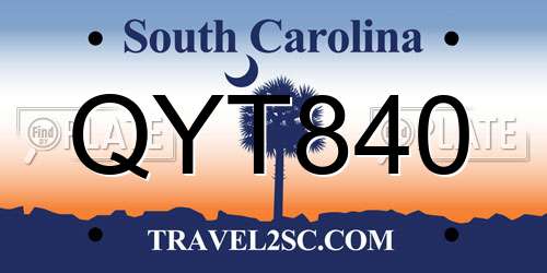 QYT840 South Carolina License Plate