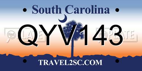 QYV143 South Carolina License Plate