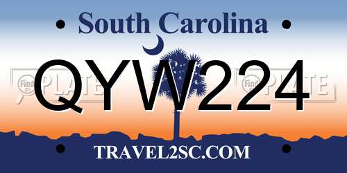 QYW224 South Carolina License Plate
