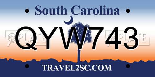 QYW743 South Carolina License Plate