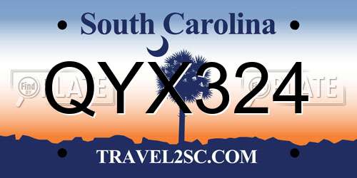 QYX324 South Carolina License Plate