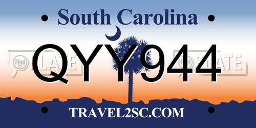 QYY944 South Carolina License Plate