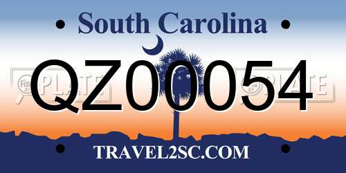 QZ00054 South Carolina License Plate