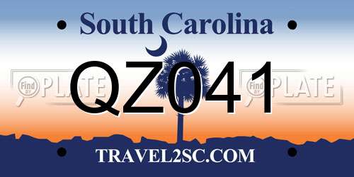 QZ041 South Carolina License Plate