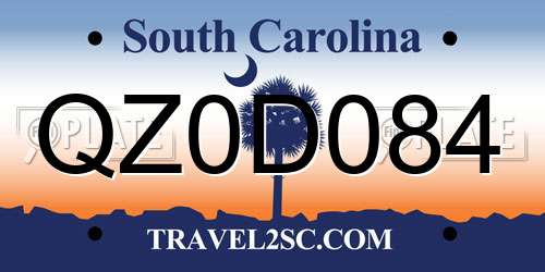 QZ0D084 South Carolina License Plate