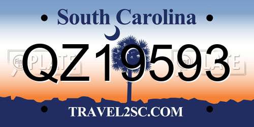 QZ19593 South Carolina License Plate